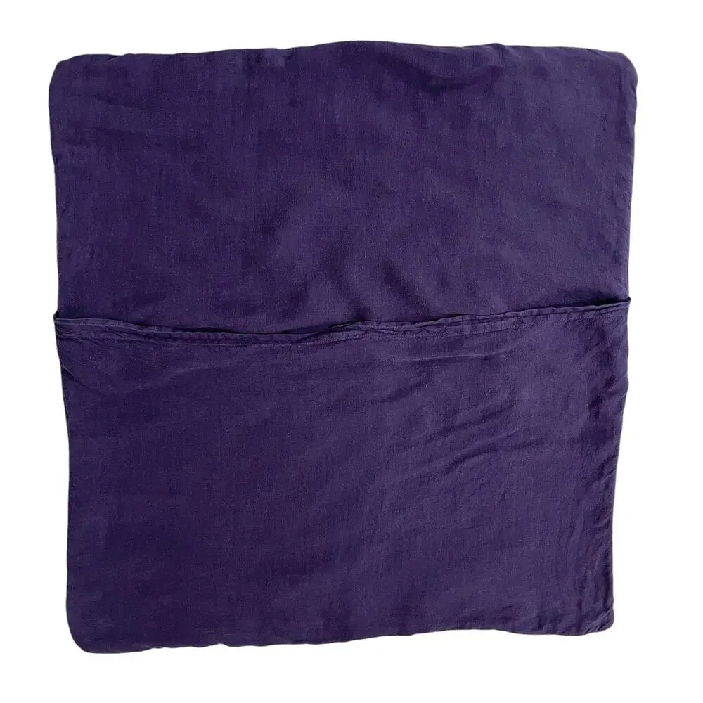 Restoration Hardware Set of 2 Quilted Linen Euro Pillow Shams STD 26x26 Purple